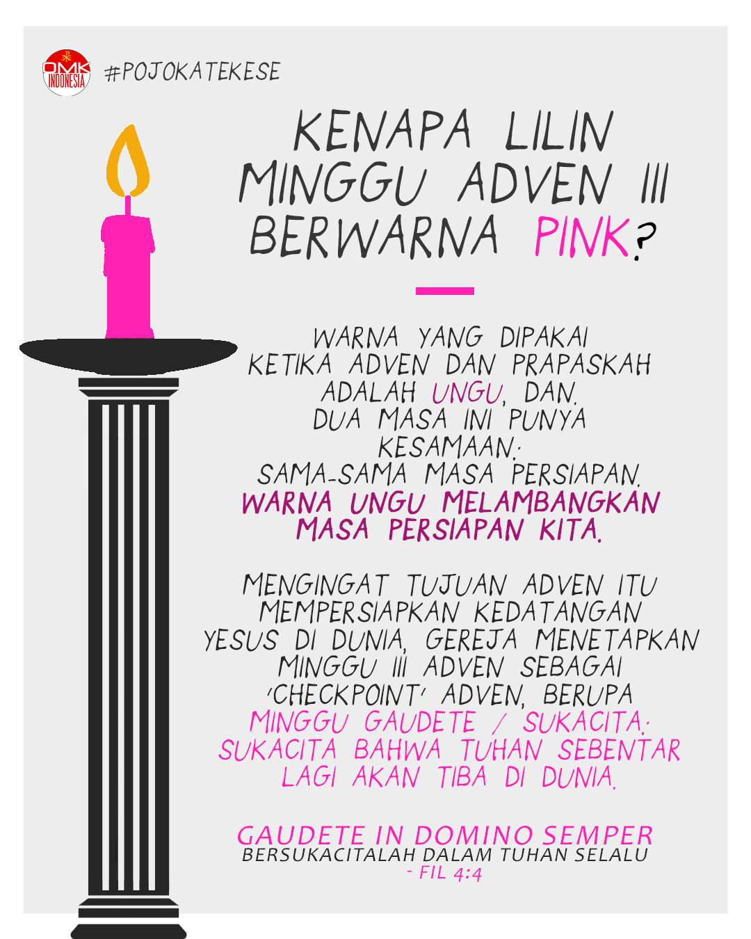 Mengapa Lilin Minggu Adven III Berwarna Pink? – Mirifica News